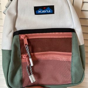 Kavu Mini Backpack Colorblock Pink Green and White